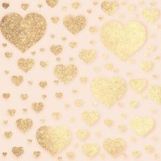 Gold Glitter Hearts Ivory Background Pattern