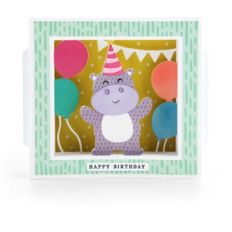 A2 Shadow Box Card Birthday Hippo