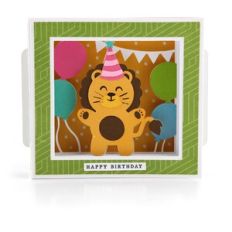 A2 Shadow Box Card Birthday Lion