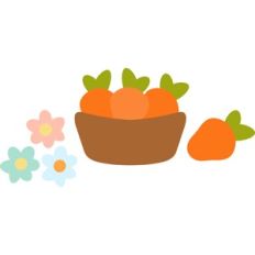 basket of carrots and flowers