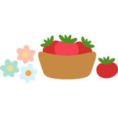 basket of tomatoes and flowers