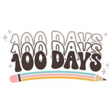 100 Days of School Outline Pencil