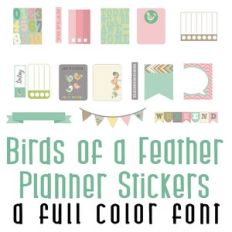 Birds of a Feather Planner Stickers Full Color Font