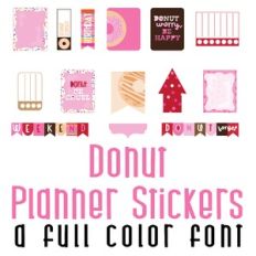 Donut Planner Stickers Full Color Font