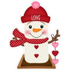 Love Smores Snowman holding hearts