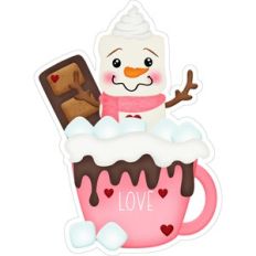 Valentines / love Smores Snowman in mug