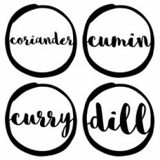 pantry labels - coriander, cumin, curry, dill