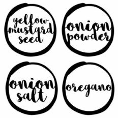 pantry labels - mustard, onion powder, onion salt, oregano