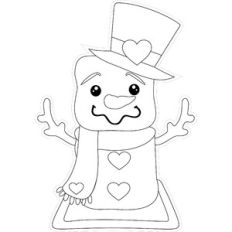 Love Smores Snowman with hat stamp / coloring page