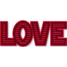 'Love' striped text