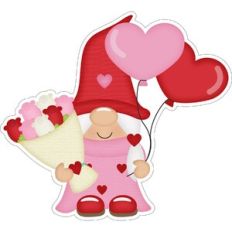 Love Girl Gnome with Flowers and Balloons