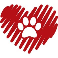 scribbled heart paw
