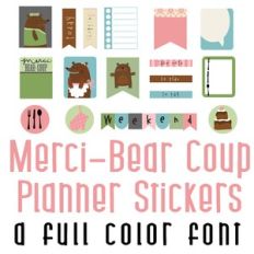 Merci Bear-Coup Planner Stickers Full Color Font
