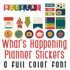 What's Happening Planner Stickers Full Color Font