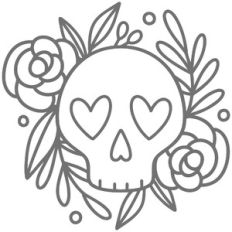 Heart Skull with Flowers