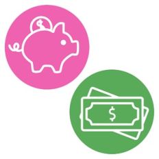 Money and Piggy Bank Icons