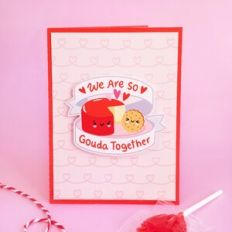 Kawaii Gouda Cheese Valentine's Day Card