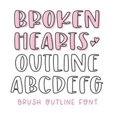 BFC Broken Hearts Outline Brush Cute Valentine's Da