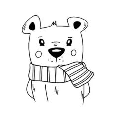 Brown bear with winter scarf