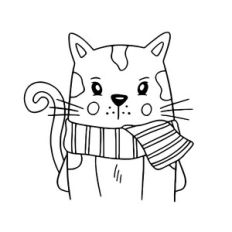 Cat with winter scarf