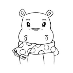 Hippo with winter scarf