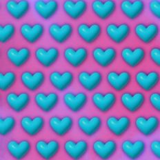 Pink and Blue 3D Inflated Puffy Hearts Background Pattern