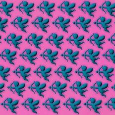 Pink and Teal 3D Inflated Puffy Cupid Background Pattern