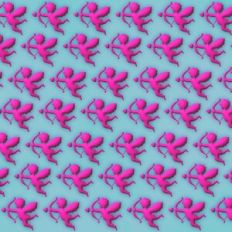 Teal and Pink 3D Inflated Puffy Cupid Background Pattern
