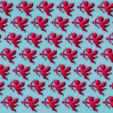 Teal and Red 3D Inflated Puffy Cupid Background Pattern