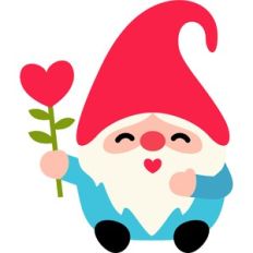 gnome with heart flower
