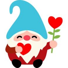 gnome with heart flower and heart
