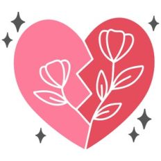 Broken Heart with Flowers