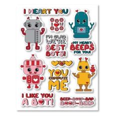 Robot Valentine Sticker Sheet