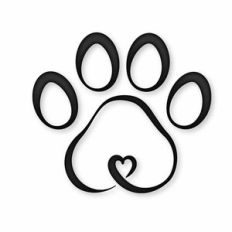 paw with swirly heart