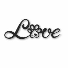 Script 'Love' with swirly paw