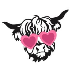 Highland Cow with Heart Glasses
