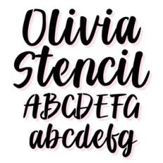 BFC Olivia Stencil Brush Script Stencil Cursive Farmhouse Font
