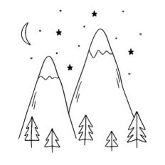 Mountains with stars
