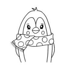 Penguin with winter scarf