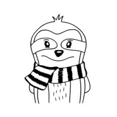 Sloth with winter scarf
