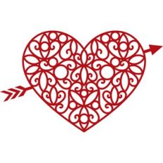 arrowed heart with swirls