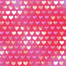 Pink and Gold Foiled 3D Inflated Tiny Puffy Hearts Background Patter