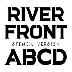 BFC River Front Stencil Bold Pointed Serif Block Font