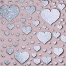 Embossed Blush with Silver Glitter Hearts Background Pattern