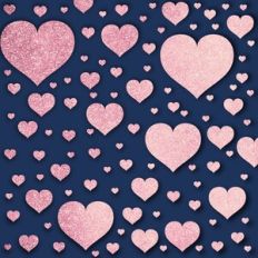 Embossed Navy with Pink Glitter Hearts Background Pattern