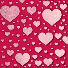 Embossed Red with Pink Glitter Hearts Background Pattern
