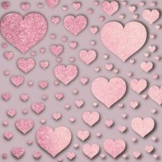 Embossed Blush with Pink Glitter Hearts Background Pattern