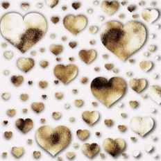 Embossed White with Gold Foiled Hearts Background Pattern
