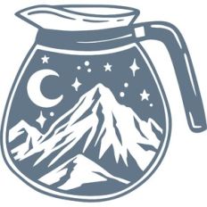 coffee pot mountain scene