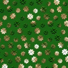 Green and Gold Foiled 3D Inflated Tiny Four Leaf Clover Background Pat